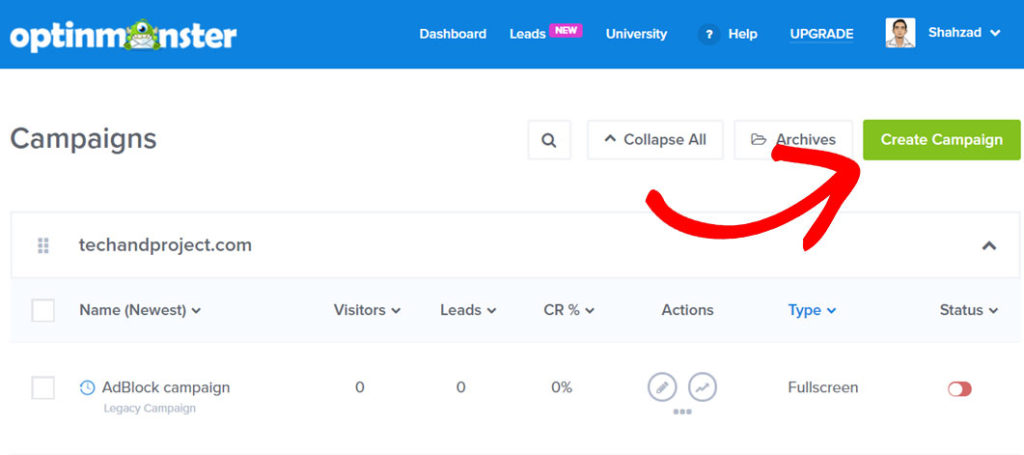 create-new-campaign - Blog Tyrant create optinmonster campaign - create an email newsletter