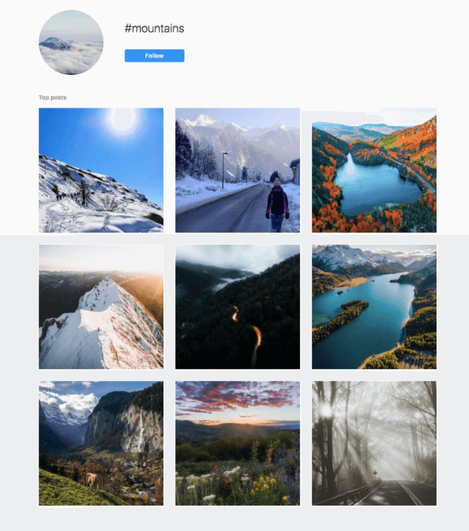 1.-whats-a-hashtag-feed- - Blog Tyrant An example of an instagram hashtag feed. #mountains