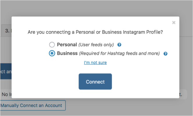 3.-Business-or-Personal- - Blog Tyrant Choose Business to display an Instagram hashtag feed on WordPress