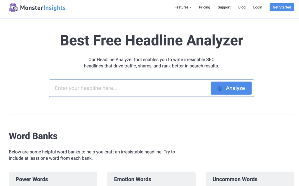 headline-analyzer-tool - Blog Tyrant monster insights free headline analyzer tool.