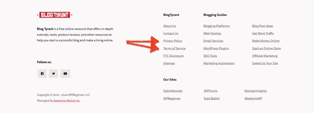 privacy policy and terms of service - Blog Tyrant privacy policy and terms of service.
