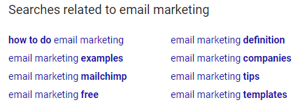 searches-related-to-marketing - Blog Tyrant related searches by google - keyword research