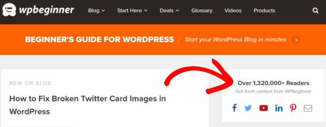 wpbeginner-email-subscribers - Blog Tyrant display number of email subscribers to show social proof